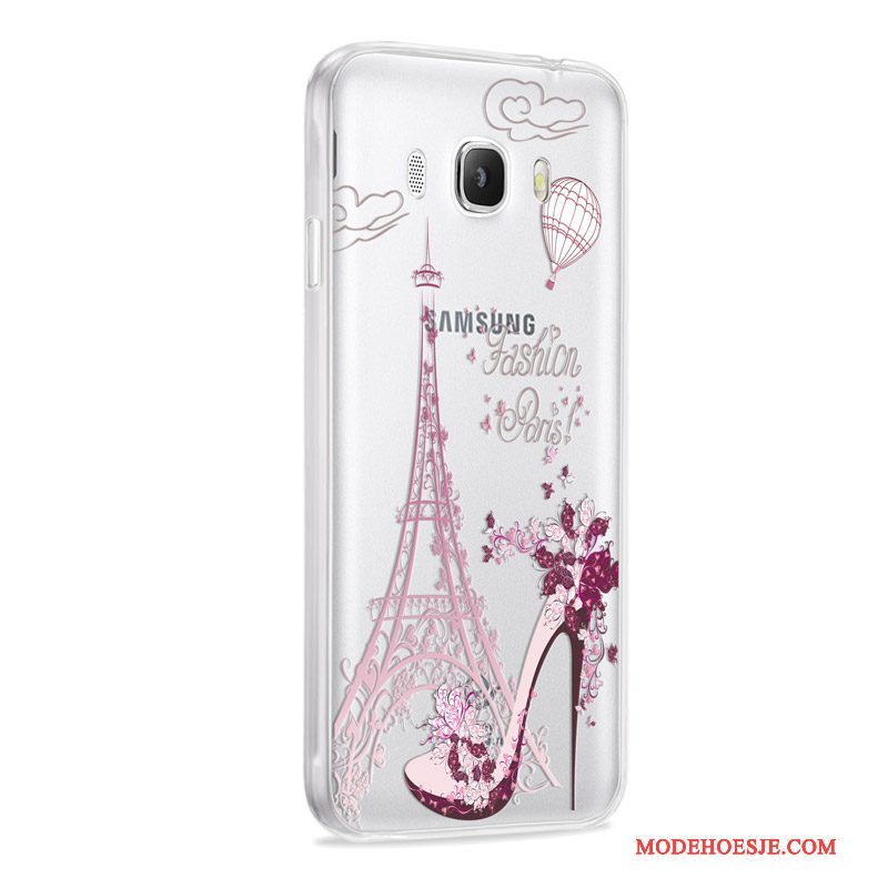 Hoesje Samsung Galaxy J7 2016 Zacht Telefoon Roze, Hoes Samsung Galaxy J7 2016 Bescherming Grijs Anti-fall