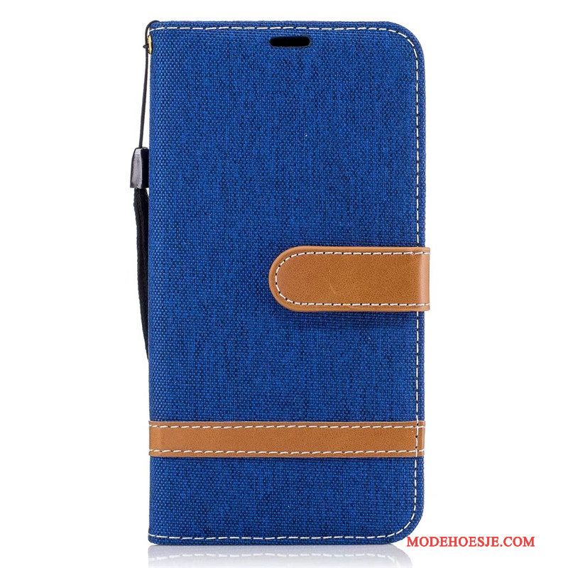 Hoesje Samsung Galaxy J7 2017 Portemonnee Rood Denim, Hoes Samsung Galaxy J7 2017 Folio