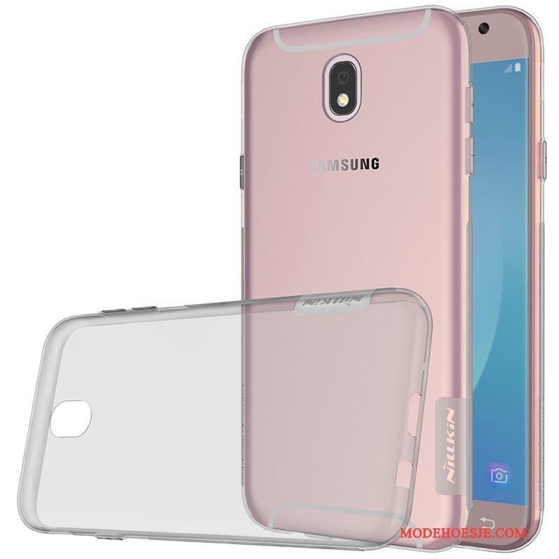 Hoesje Samsung Galaxy J7 2017 Siliconen Doorzichtig Antislip, Hoes Samsung Galaxy J7 2017 Telefoon Grijs