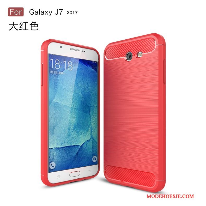 Hoesje Samsung Galaxy J7 2017 Zacht Zwart Anti-fall, Hoes Samsung Galaxy J7 2017 Bescherming Telefoon Zijde