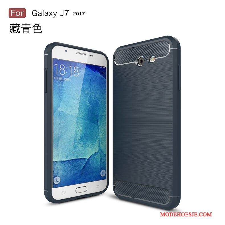 Hoesje Samsung Galaxy J7 2017 Zacht Zwart Anti-fall, Hoes Samsung Galaxy J7 2017 Bescherming Telefoon Zijde