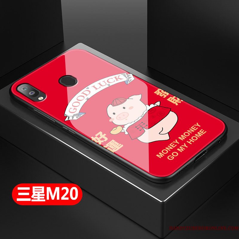 Hoesje Samsung Galaxy M20 Bescherming Rood Anti-fall, Hoes Samsung Galaxy M20 Zakken Persoonlijktelefoon