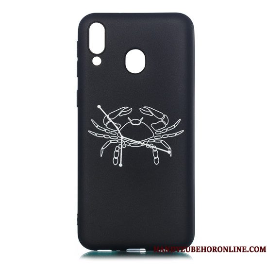 Hoesje Samsung Galaxy M20 Zacht Hanger Zwart, Hoes Samsung Galaxy M20 Spotprent Telefoon Schrobben