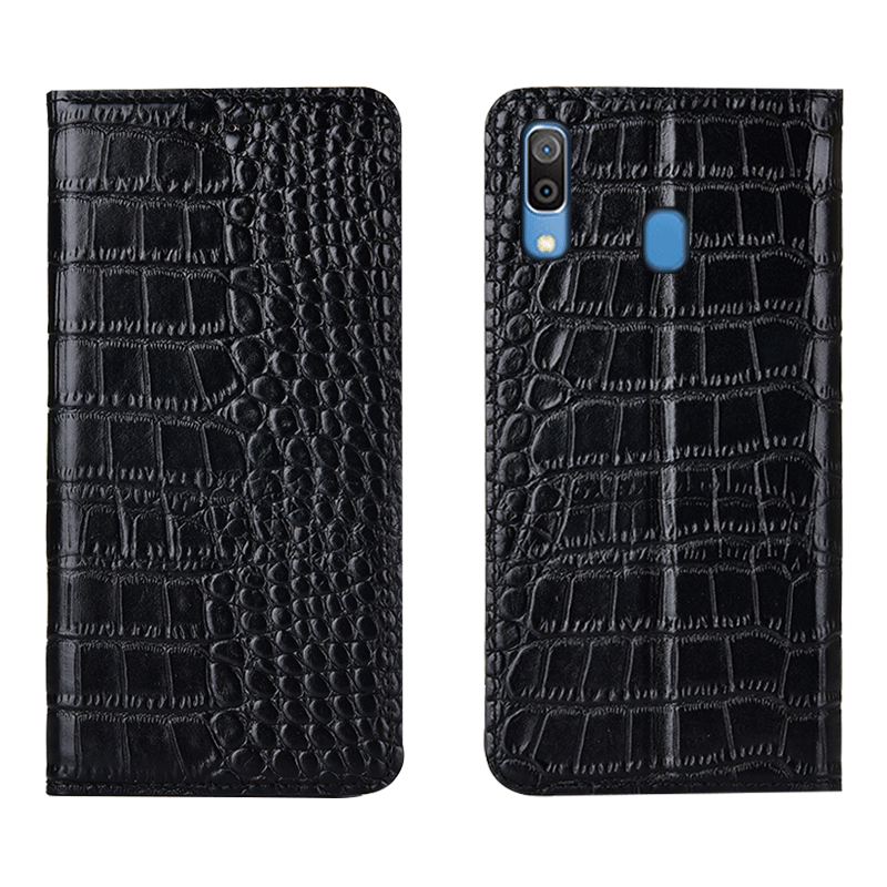 Hoesje Samsung Galaxy M20 Zakken Krokodil Patroon, Hoes Samsung Galaxy M20 Leer Telefoon