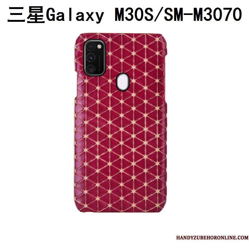 Hoesje Samsung Galaxy M30s Bescherming Geruit Pas, Hoes Samsung Galaxy M30s Luxe Achterkleptelefoon