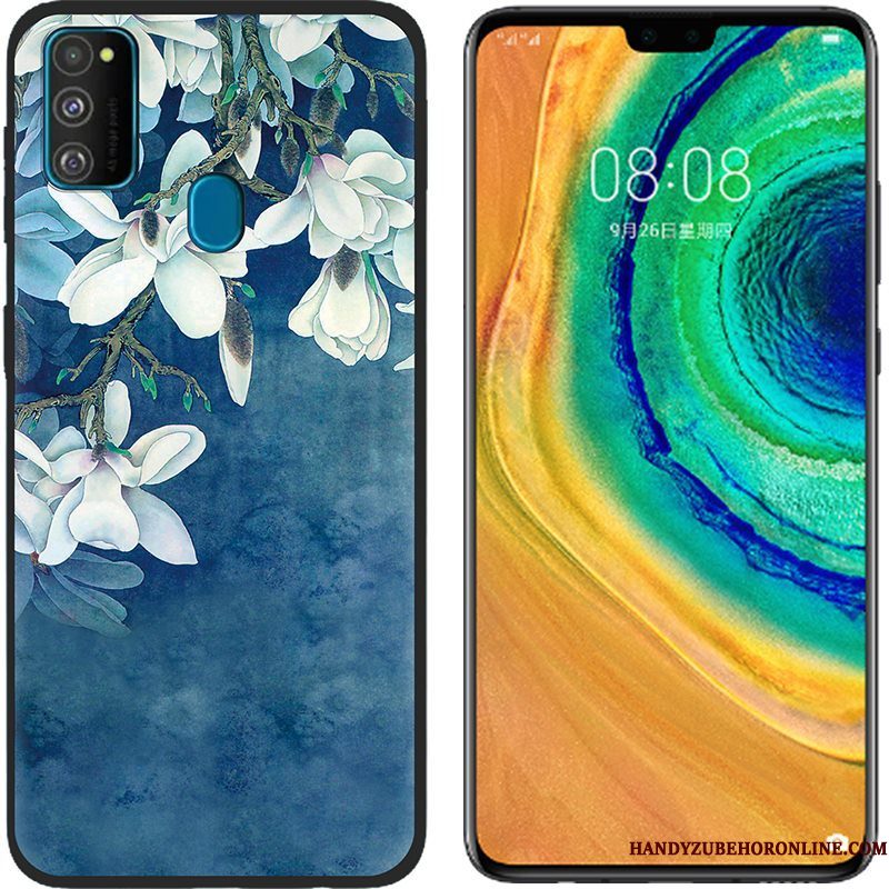 Hoesje Samsung Galaxy M30s Geschilderd Telefoon Roze, Hoes Samsung Galaxy M30s Siliconen Doek Anti-fall