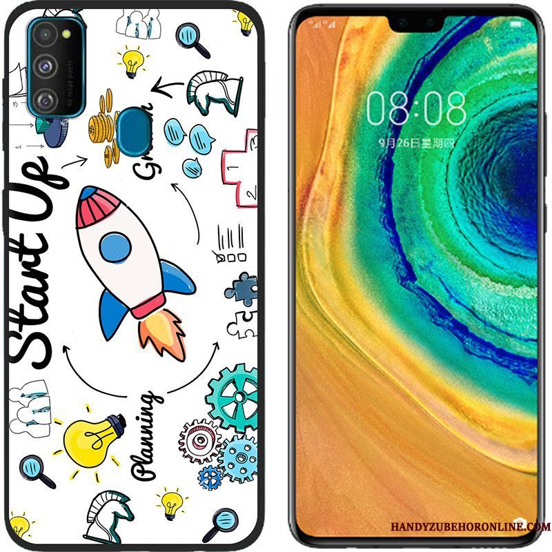 Hoesje Samsung Galaxy M30s Geschilderd Telefoon Roze, Hoes Samsung Galaxy M30s Siliconen Doek Anti-fall