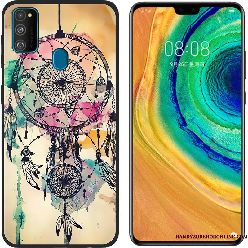 Hoesje Samsung Galaxy M30s Geschilderd Telefoon Roze, Hoes Samsung Galaxy M30s Siliconen Doek Anti-fall