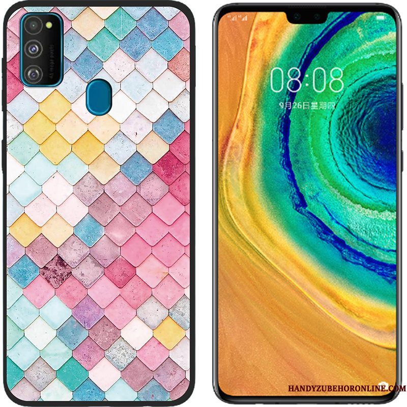 Hoesje Samsung Galaxy M30s Geschilderd Telefoon Roze, Hoes Samsung Galaxy M30s Siliconen Doek Anti-fall