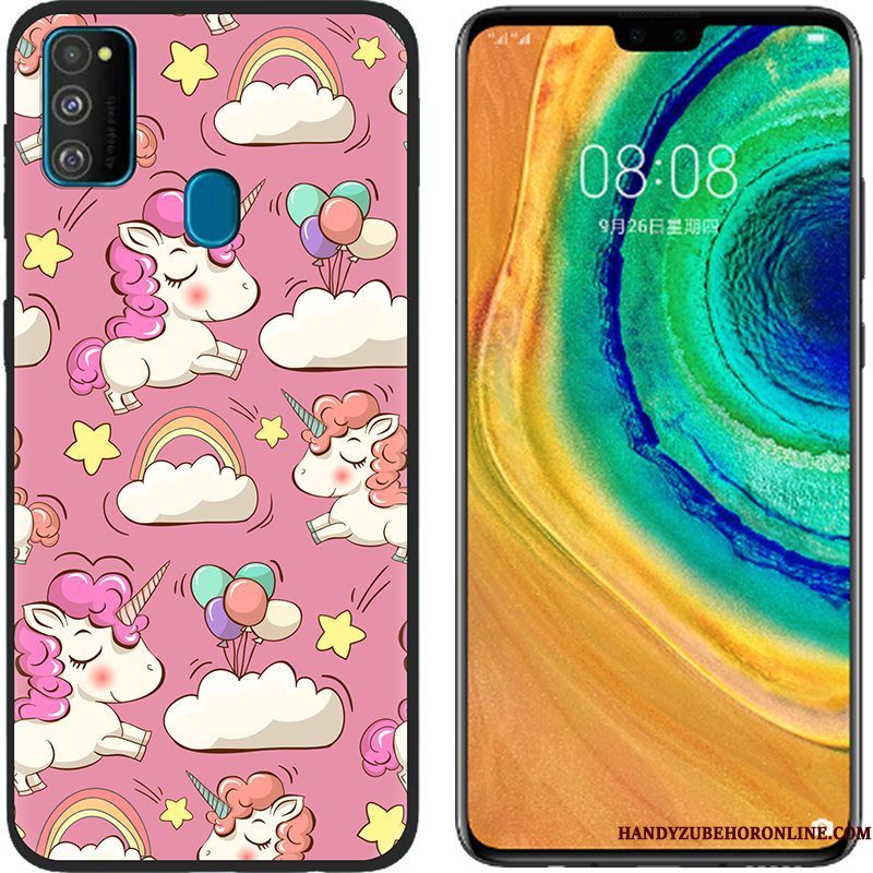 Hoesje Samsung Galaxy M30s Geschilderd Telefoon Roze, Hoes Samsung Galaxy M30s Siliconen Doek Anti-fall