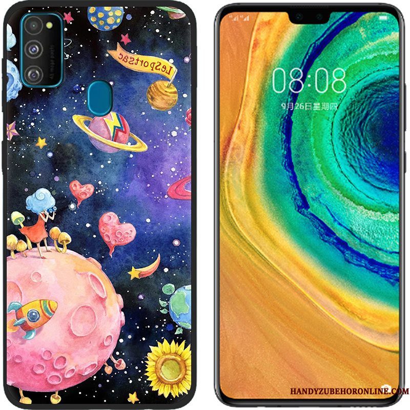 Hoesje Samsung Galaxy M30s Geschilderd Telefoon Roze, Hoes Samsung Galaxy M30s Siliconen Doek Anti-fall