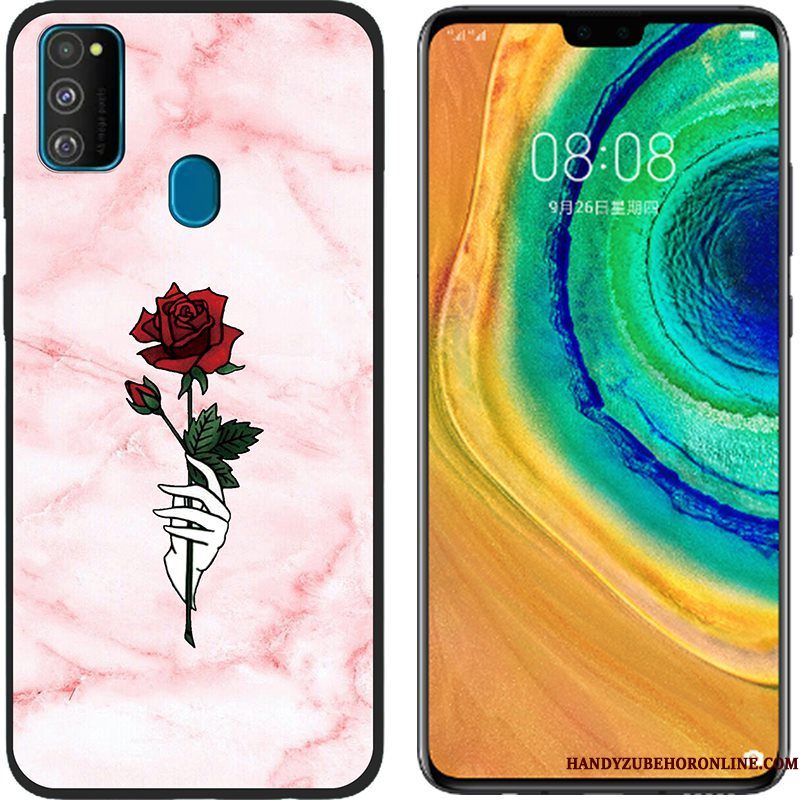 Hoesje Samsung Galaxy M30s Geschilderd Telefoon Roze, Hoes Samsung Galaxy M30s Siliconen Doek Anti-fall