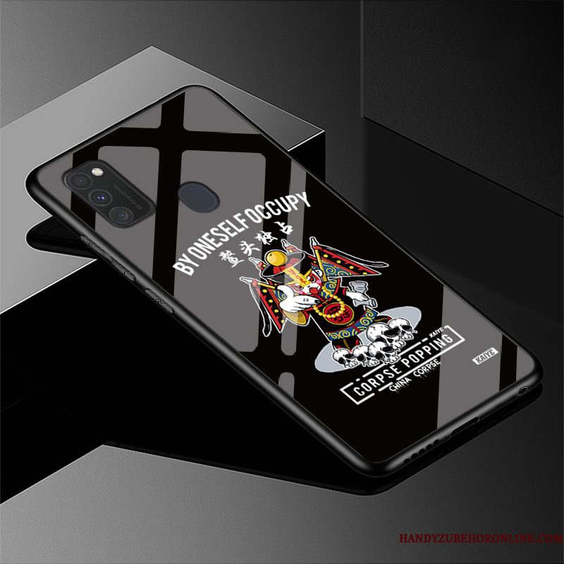 Hoesje Samsung Galaxy M30s Scheppend Persoonlijk Glas, Hoes Samsung Galaxy M30s Zakken Schrobben Zwart