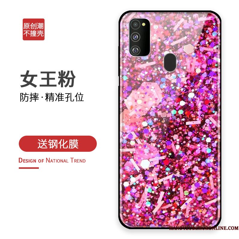 Hoesje Samsung Galaxy M30s Siliconen Persoonlijk Zilver, Hoes Samsung Galaxy M30s Zakken Anti-fall Glas