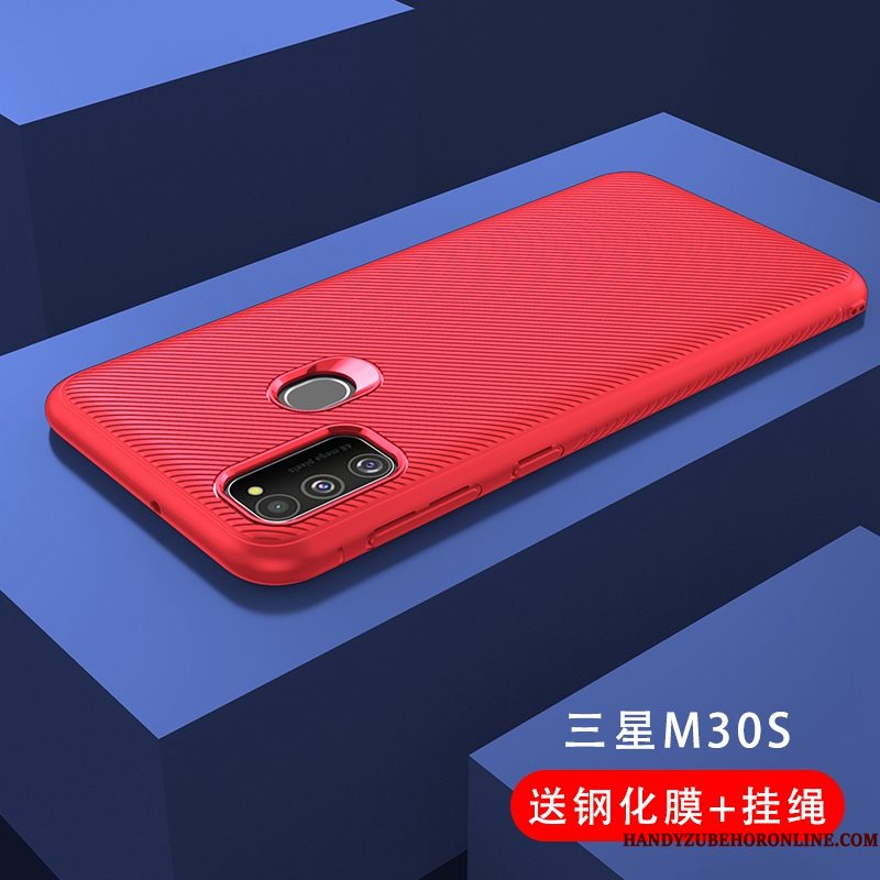 Hoesje Samsung Galaxy M30s Siliconen Zwart Trend, Hoes Samsung Galaxy M30s Zacht Skärmskydd Anti-fall