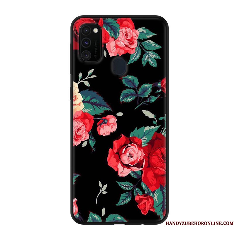 Hoesje Samsung Galaxy M30s Zacht Net Red Zwart, Hoes Samsung Galaxy M30s Bescherming Telefoon Roze