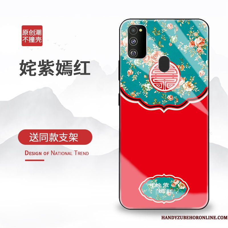 Hoesje Samsung Galaxy M30s Zakken Persoonlijk Trend, Hoes Samsung Galaxy M30s Siliconen Chinese Stijl Rood