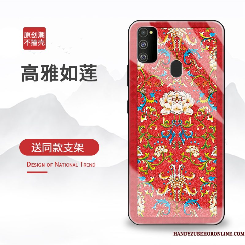 Hoesje Samsung Galaxy M30s Zakken Persoonlijk Trend, Hoes Samsung Galaxy M30s Siliconen Chinese Stijl Rood