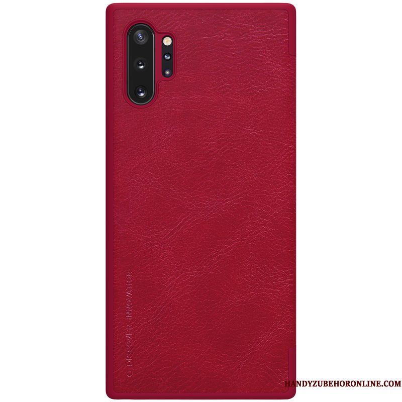 Hoesje Samsung Galaxy Note 10+ Bescherming Bedrijf Zwart, Hoes Samsung Galaxy Note 10+ Leer Goudtelefoon