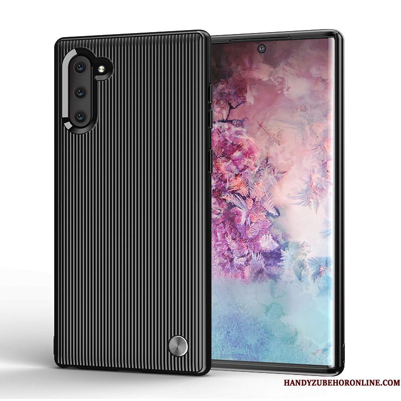 Hoesje Samsung Galaxy Note 10 Bescherming Streeptelefoon, Hoes Samsung Galaxy Note 10 Zacht Zwart Anti-fall