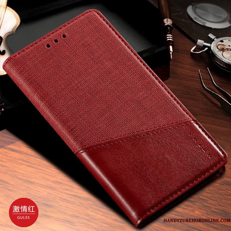 Hoesje Samsung Galaxy Note 10 Bescherming Zwart Patroon, Hoes Samsung Galaxy Note 10 Leer Doektelefoon