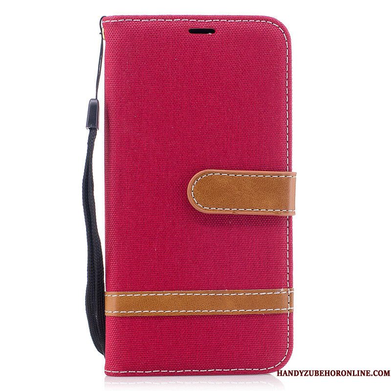 Hoesje Samsung Galaxy Note 10 Folio Denim Kaart, Hoes Samsung Galaxy Note 10 Portemonnee Grijstelefoon