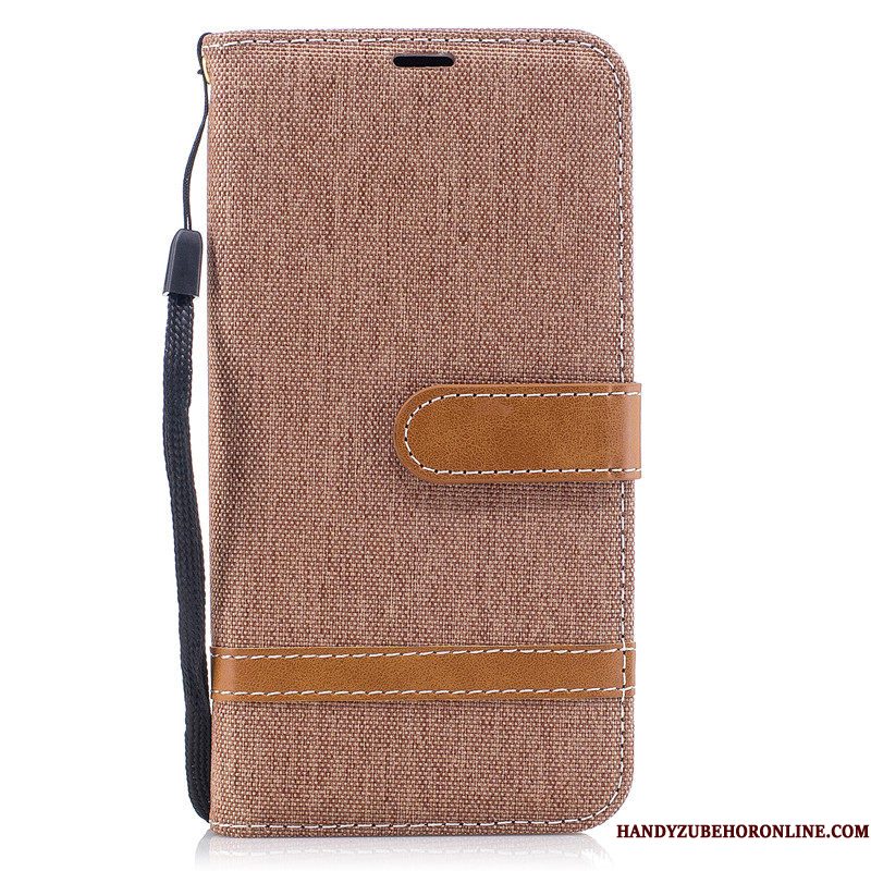 Hoesje Samsung Galaxy Note 10 Folio Denim Kaart, Hoes Samsung Galaxy Note 10 Portemonnee Grijstelefoon