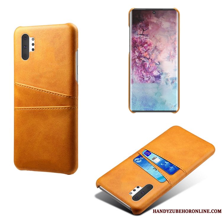 Hoesje Samsung Galaxy Note 10+ Leer Anti-fall Koe, Hoes Samsung Galaxy Note 10+ Geel Persoonlijk