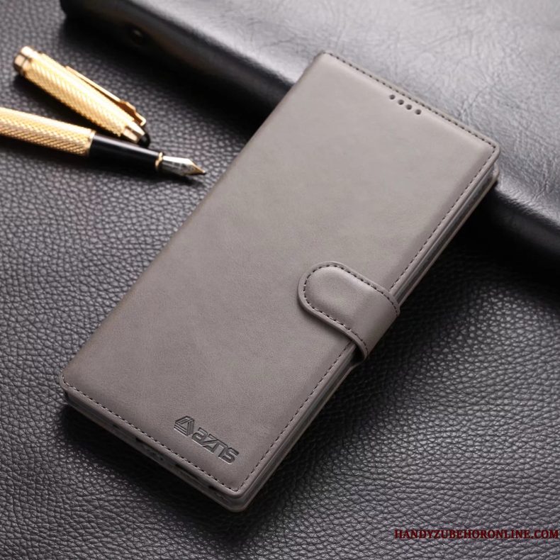 Hoesje Samsung Galaxy Note 10 Leer Anti-fall Skärmskydd, Hoes Samsung Galaxy Note 10 Bescherming Kaart Kort