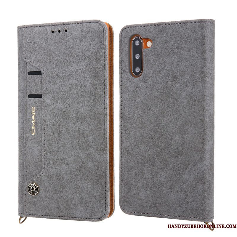 Hoesje Samsung Galaxy Note 10 Leer Blauwtelefoon, Hoes Samsung Galaxy Note 10 Folio Kaart