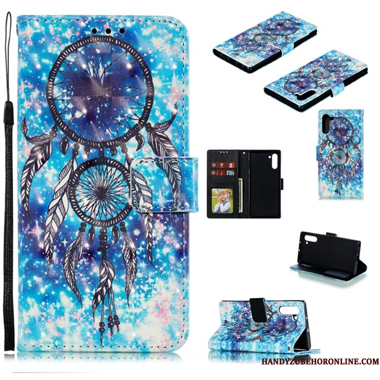 Hoesje Samsung Galaxy Note 10 Leer Blauwtelefoon, Hoes Samsung Galaxy Note 10 Portemonnee