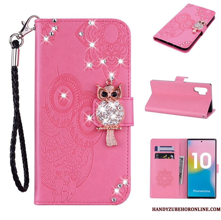 Hoesje Samsung Galaxy Note 10+ Leer Goudtelefoon, Hoes Samsung Galaxy Note 10+