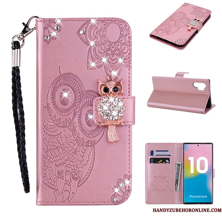 Hoesje Samsung Galaxy Note 10+ Leer Goudtelefoon, Hoes Samsung Galaxy Note 10+