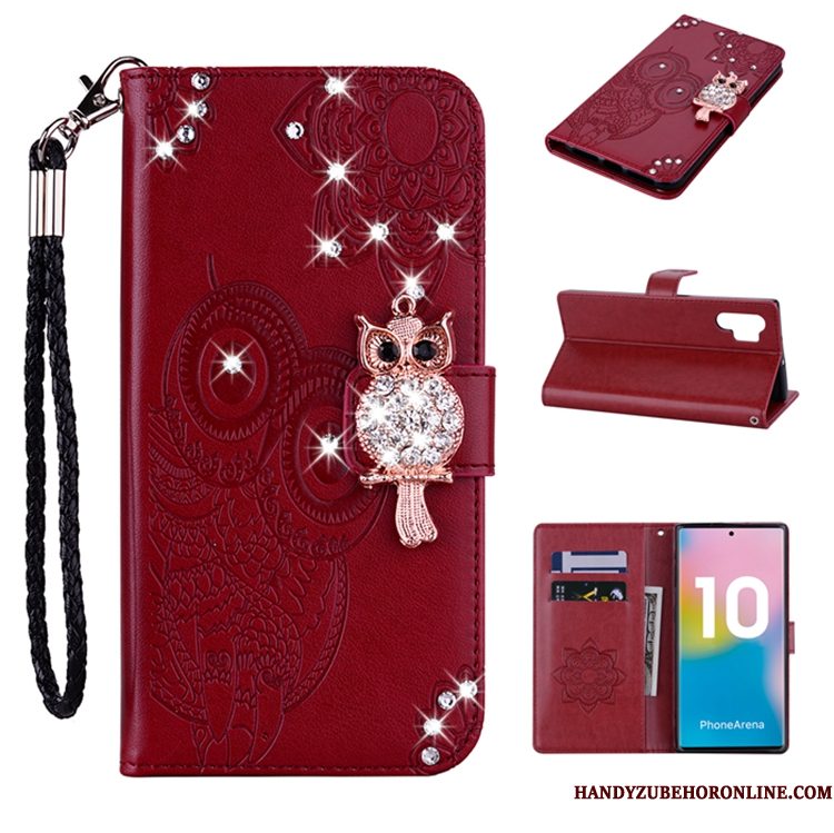 Hoesje Samsung Galaxy Note 10+ Leer Goudtelefoon, Hoes Samsung Galaxy Note 10+