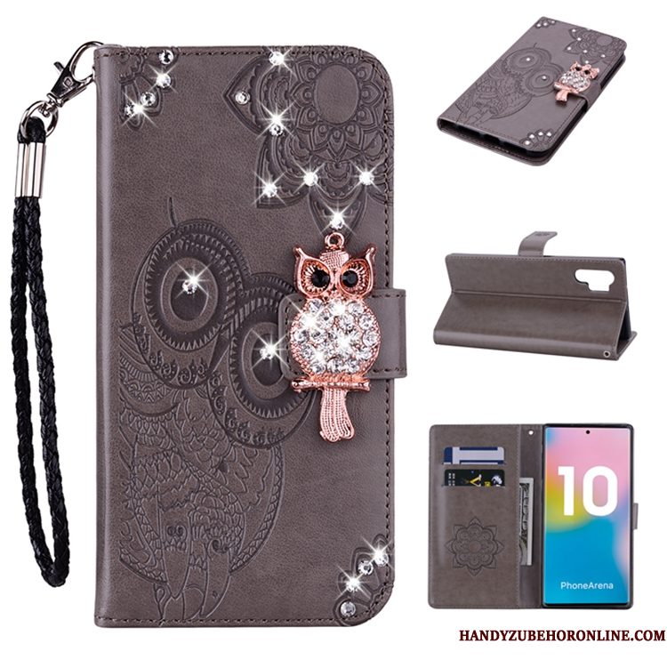 Hoesje Samsung Galaxy Note 10+ Leer Goudtelefoon, Hoes Samsung Galaxy Note 10+