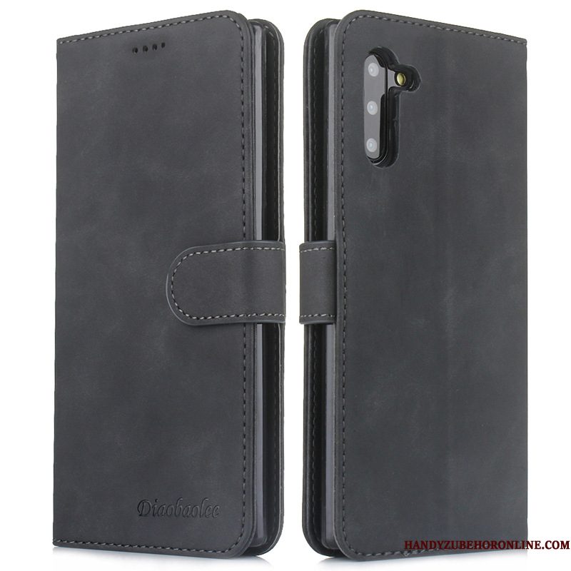 Hoesje Samsung Galaxy Note 10 Leer Grijstelefoon, Hoes Samsung Galaxy Note 10 Folio