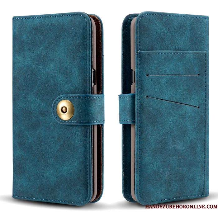 Hoesje Samsung Galaxy Note 10 Leer Telefoon Blauw, Hoes Samsung Galaxy Note 10 Folio