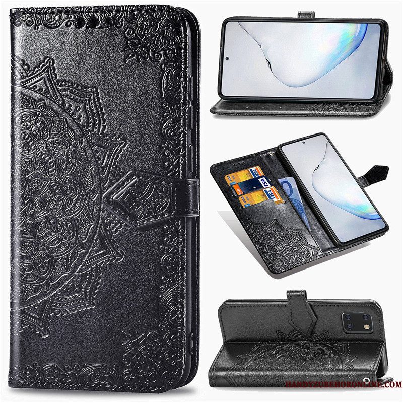 Hoesje Samsung Galaxy Note 10 Lite Bescherming Effen Kleur Reliëf, Hoes Samsung Galaxy Note 10 Lite Folio Groentelefoon