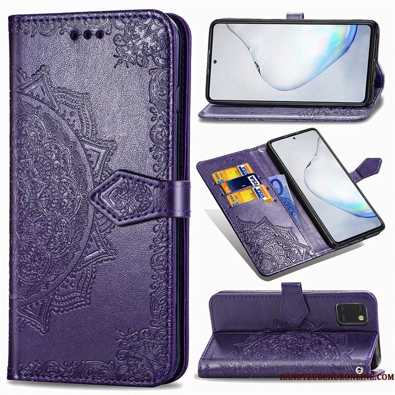 Hoesje Samsung Galaxy Note 10 Lite Bescherming Effen Kleur Reliëf, Hoes Samsung Galaxy Note 10 Lite Folio Groentelefoon
