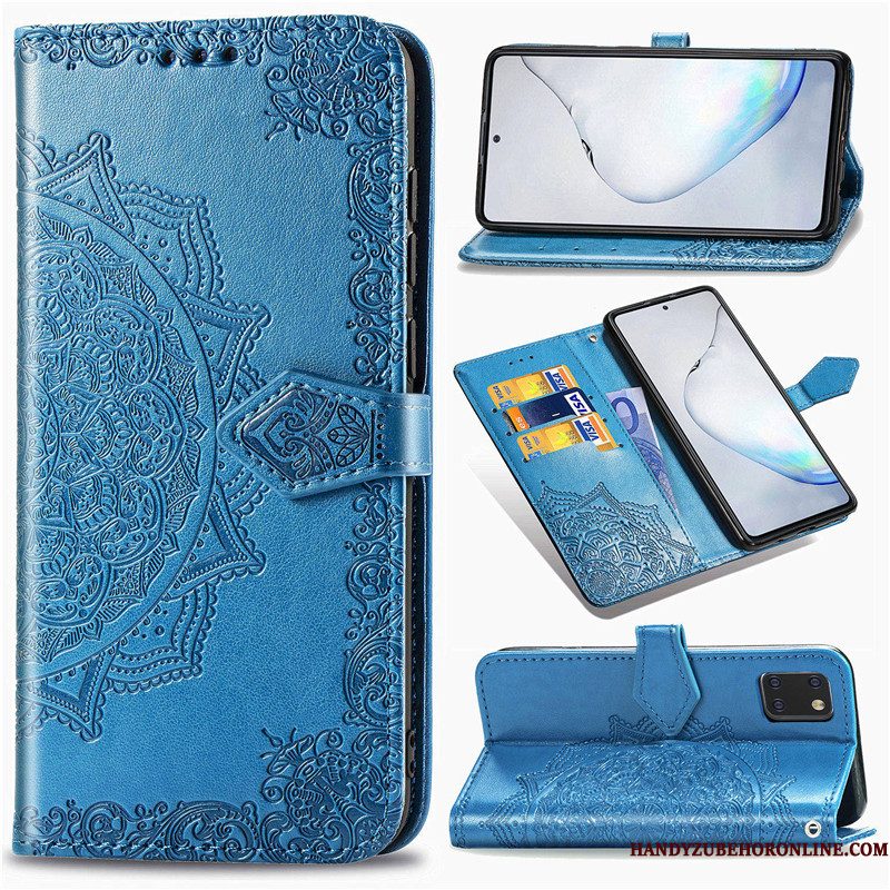 Hoesje Samsung Galaxy Note 10 Lite Bescherming Effen Kleur Reliëf, Hoes Samsung Galaxy Note 10 Lite Folio Groentelefoon