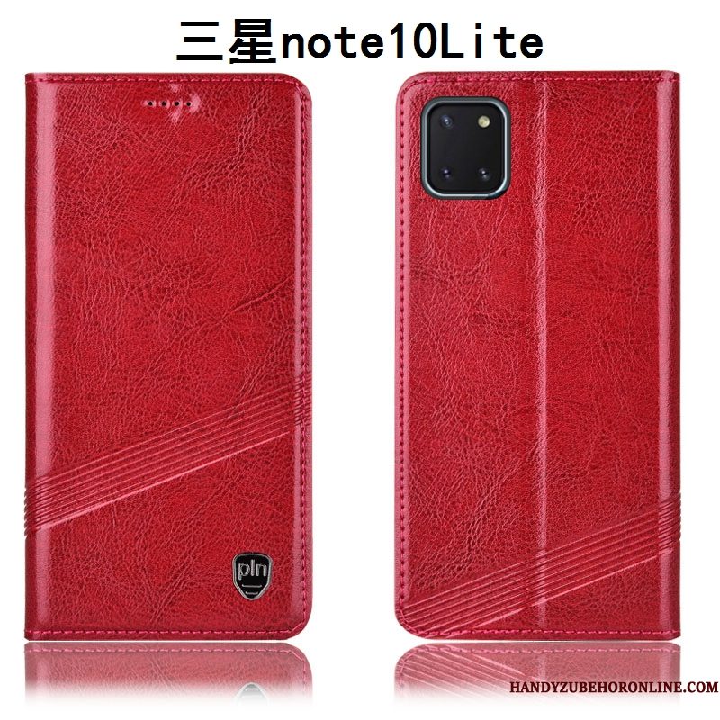 Hoesje Samsung Galaxy Note 10 Lite Leer Anti-falltelefoon, Hoes Samsung Galaxy Note 10 Lite Zakken Rood