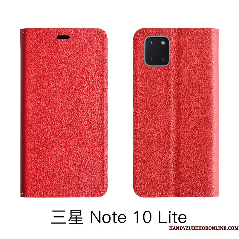 Hoesje Samsung Galaxy Note 10 Lite Leer Koe Rood, Hoes Samsung Galaxy Note 10 Lite Folio Patroontelefoon