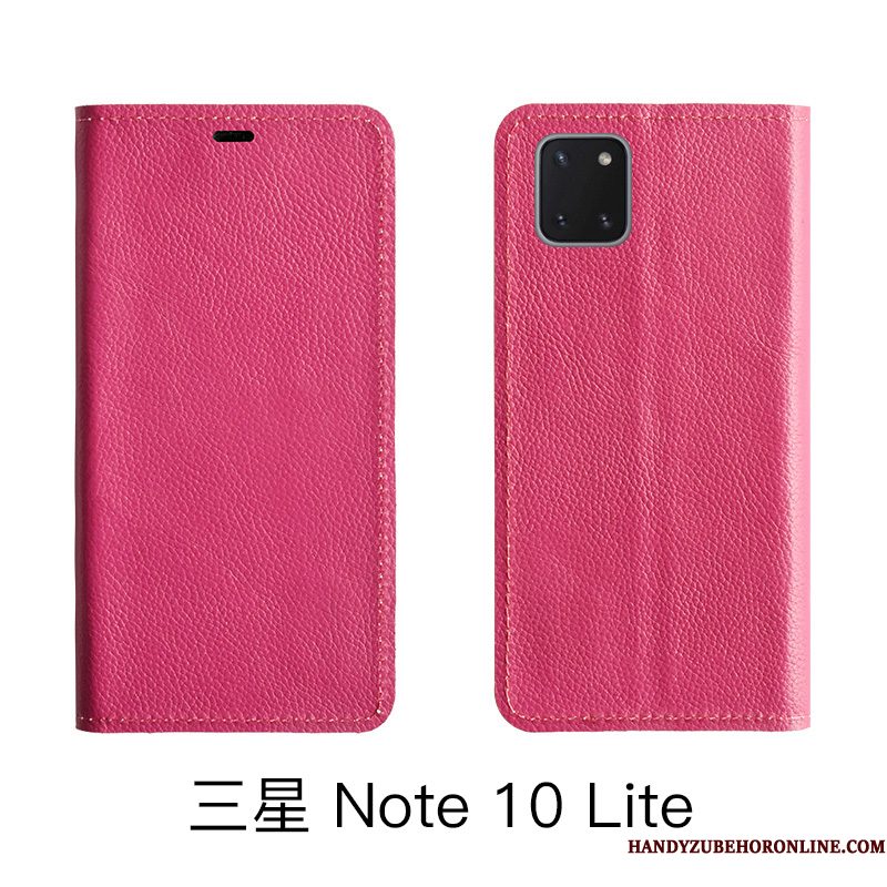 Hoesje Samsung Galaxy Note 10 Lite Leer Koe Rood, Hoes Samsung Galaxy Note 10 Lite Folio Patroontelefoon