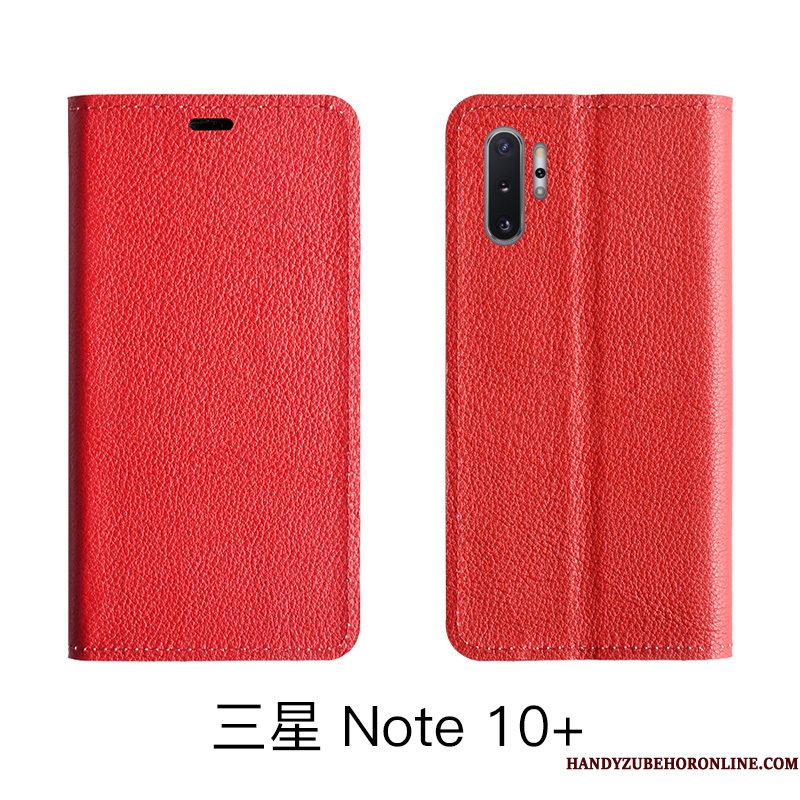 Hoesje Samsung Galaxy Note 10 Lite Leer Koe Rood, Hoes Samsung Galaxy Note 10 Lite Folio Patroontelefoon