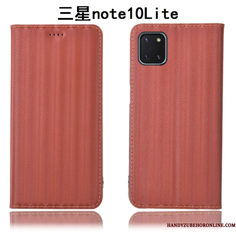 Hoesje Samsung Galaxy Note 10 Lite Leer Wijnrood Anti-fall, Hoes Samsung Galaxy Note 10 Lite Zakken Telefoon Patroon