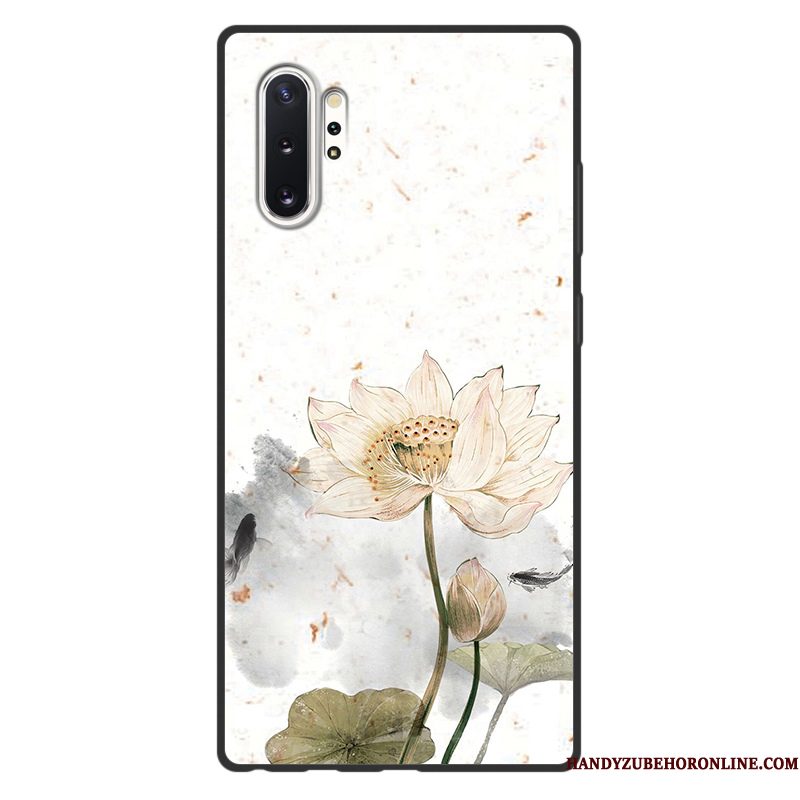 Hoesje Samsung Galaxy Note 10+ Vintage Telefoon Anti-fall, Hoes Samsung Galaxy Note 10+ Bescherming Groen Chinese Stijl