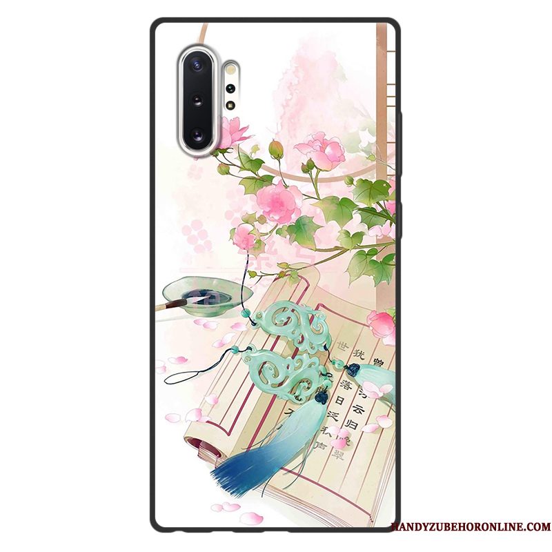 Hoesje Samsung Galaxy Note 10+ Vintage Telefoon Anti-fall, Hoes Samsung Galaxy Note 10+ Bescherming Groen Chinese Stijl