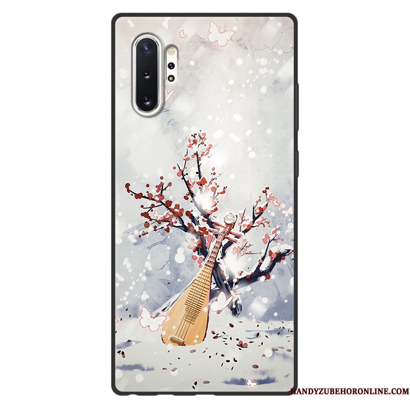 Hoesje Samsung Galaxy Note 10+ Vintage Telefoon Anti-fall, Hoes Samsung Galaxy Note 10+ Bescherming Groen Chinese Stijl