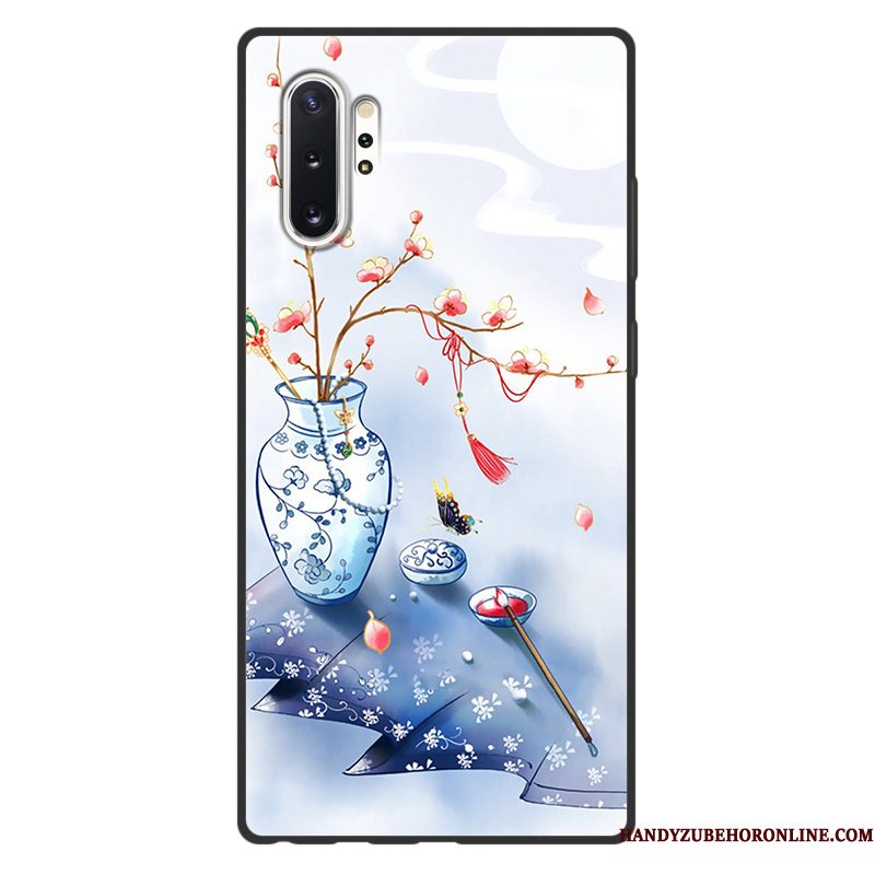 Hoesje Samsung Galaxy Note 10+ Vintage Telefoon Anti-fall, Hoes Samsung Galaxy Note 10+ Bescherming Groen Chinese Stijl