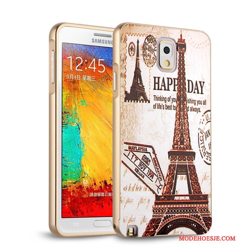 Hoesje Samsung Galaxy Note 3 Bescherming Anti-falltelefoon, Hoes Samsung Galaxy Note 3 Metaal Goud Skärmskydd